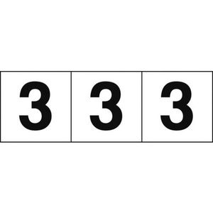 トラスコ中山 TRUSCO 数字ステッカー 30×30 「3」 白／黒文字 3枚入 3枚粘着シール3030数字｢3｣ FC531FY-4388186-イメージ1