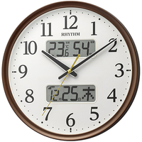リズム時計 フィットウェーブリブA03 電波掛時計 茶メタリック 8FYA03SR06