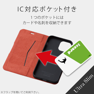 エレコム iPhone 12/12 Pro用レザーケース UltraSlim 磁石付き 手帳型 ブラック PM-A20BPLFUBK-イメージ5