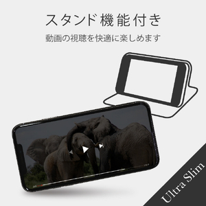 エレコム iPhone 12/12 Pro用レザーケース UltraSlim 磁石付き 手帳型 ブラック PM-A20BPLFUBK-イメージ6