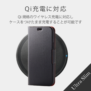 エレコム iPhone 12/12 Pro用レザーケース UltraSlim 磁石付き 手帳型 ブラック PM-A20BPLFUBK-イメージ7