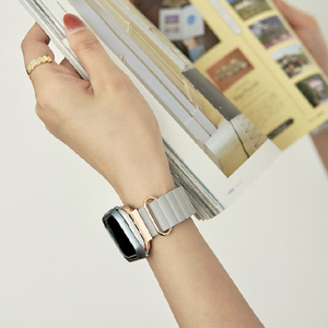 GAACAL Apple Watch Series 1-8/SE1-2/ULTRA(42/44/45/49mm)用マグネット式PUレザーバンド ブルーグレー W00186BGB-イメージ2