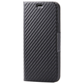 エレコム iPhone 12/12 Pro用レザーケース UltraSlim 磁石付き 手帳型 カーボン調(ブラック) PM-A20BPLFUCB
