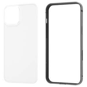 レイアウト iPhone 12 Pro Max用アルミバンパー+背面パネル(クリア) ブラック RT-P28AB/BM-イメージ1