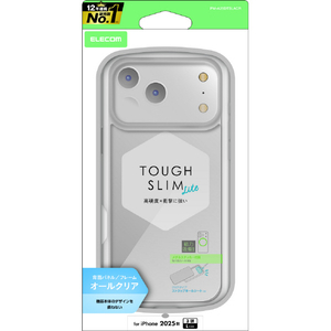 エレコム iPhone 17 ProMax用TOUGH SLIM LITE ケース オールクリア メタルステッカー付 クリア PM-A25DTSLACR-イメージ1