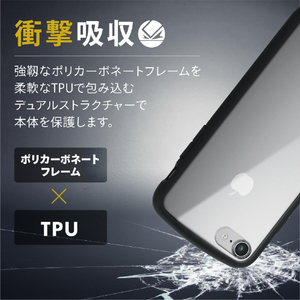 エレコム iPhone SE(第3世代)/SE(第2世代)/8/7用ハイブリッドケース TOUGH SLIM LITE フレームカラー ブラック PM-A22STSLFCBK-イメージ3