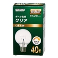 ヤザワ 40W形・E26口金 G70白熱ボール電球 クリア 38W電球タイプ 1個入り GC100110V38W70L