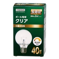 ヤザワ 40W形・E26口金 G70白熱ボール電球 クリア 38W電球タイプ 1個入り GC100110V38W70L