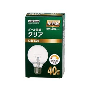 ヤザワ GC100110V38W70L 40W形・E26口金 G70白熱ボール電球 クリア 38W