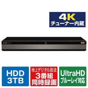 シャープ 3TB HDD/4Kチューナー内蔵ブルーレイレコーダー AQUOS ブルーレイ 4BC30DT3 シャープ 3TB HDD/4Kチューナー内蔵ブルーレイレコーダー AQUOS ブルーレイ 4BC30DT3