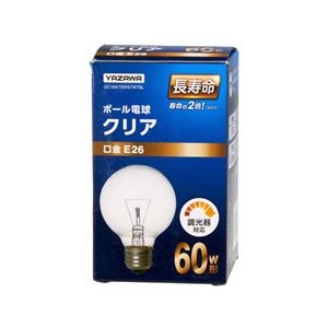 ヤザワ ボール電球60W形クリア 長寿命 GC100110V57W70L-イメージ1