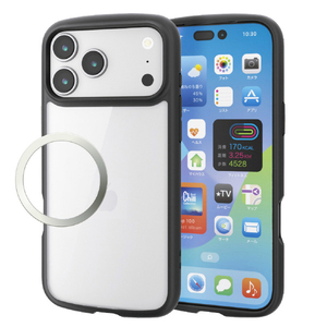 エレコム iPhone 17 ProMax用TOUGH SLIM LITE ケース フレームカラー メタルステッカー付 ブラック PM-A25DTSLFCBK-イメージ2
