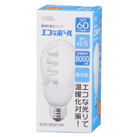 オーム電機 電球形蛍光灯 E26口金 全光束730lm(12W 一般電球タイプ) 昼光色相当 EFA15ED12N