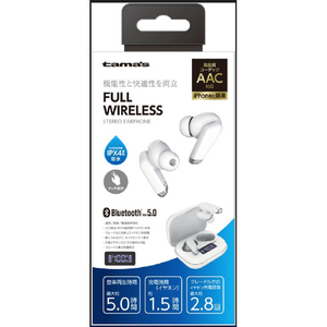 多摩電子工業 Bluetoothフルワイヤレスイヤフォン ホワイト TBS62W-イメージ1