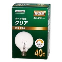 ヤザワ 40W形・E26口金 G95白熱ボール電球 クリア 38W電球タイプ 1個入り GC100110V38W95L