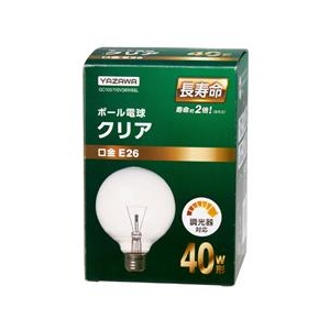 ヤザワ 40W形・E26口金 G95白熱ボール電球 クリア 38W電球タイプ 1個入り GC100110V38W95L-イメージ1