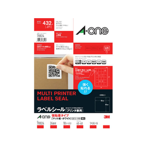 エーワン ラベルシール プリンタ兼用 強粘着タイプ 24面 四辺余白付 角丸 18シート FCK156B-78824-イメージ1