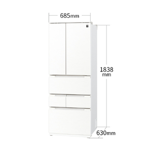 シャープ 505L 6ドア冷蔵庫 FiT63cmシリーズ ラスティックホワイト SJ-MF51P-W-イメージ2