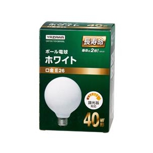 ヤザワ 40W形・E26口金 G95白熱ボール電球 ホワイト 38W電球タイプ 1個入り GW100110V38W95L-イメージ1