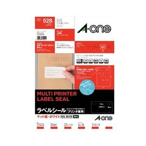 エーワン A4 24面 ラベルシール(プリンタ兼用) マット紙・ホワイト 22シート(528片)入り 72424 エーワン A4 24面 ラベルシール(プリンタ兼用) マット紙・ホワイト 22シート(528片)入り 72424