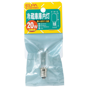 エルパ 冷蔵庫庫内灯 E12口金 20W クリア 1個入り G-1501H(C)-イメージ1