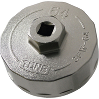ＴＯＮＥ オイルフィルターレンチ　１４角　外径７２ｍｍ　全高３５ｍｍ　差込角９．５ｍｍ TONE オイルフィルターレンチ 3FW-64