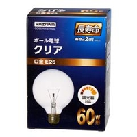 ヤザワ 60W形・E26口金 G95白熱ボール電球 クリア 57W電球タイプ 1個入り GC100110V57W95L