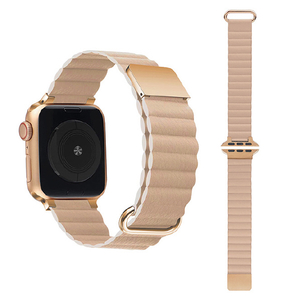 GAACAL Apple Watch Series 1-8/SE1-2/ULTRA(42/44/45/49mm)用マグネット式PUレザーバンド クリームベージュ W00186PBB-イメージ1