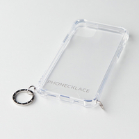 PHONECKLACE iPhone 12 mini用ストラップ取り付け用リング付きクリアケース シルバーチャーム PC20426I12MN