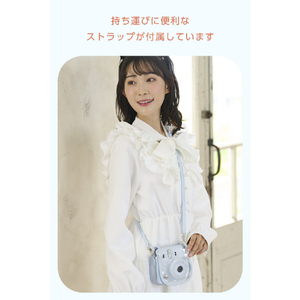 エレコム instax mini 12用(チェキ) カメラケース クリア/ブルー IC-CCM12BU-イメージ7