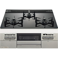 ノーリツ ビルトインガスコンロ ファミ(都市ガス) ガラストップ:ブラック、フェイス:メタリックシルバー､ゴトク:ブラック NWV6P1V 12A13A