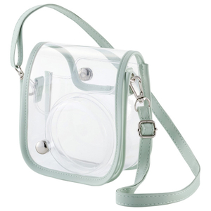 エレコム instax mini 12用(チェキ) カメラケース クリア/グリーン IC-CCM12GN-イメージ1