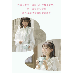 エレコム instax mini 12用(チェキ) カメラケース クリア/グリーン IC-CCM12GN-イメージ5