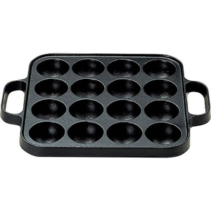 及源鋳造 SE たこ焼器 角型 16穴 CA-30L 鉄イモノ FC654LR-6046600-イメージ1