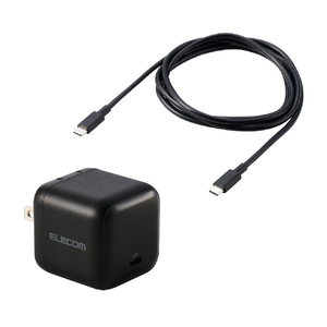 エレコム USB Power Delivery 65W AC充電器(C-Cケーブル付属/1．5m) ブラック ACDC-PD12565BK-イメージ1