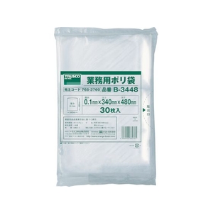 トラスコ中山 TRUSCO 厚手ポリ袋 縦480×横340×t0.1 透明 (30枚入) FC210GN-7653760-イメージ1