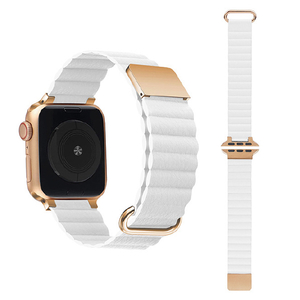 GAACAL Apple Watch Series 1-8/SE1-2(38/40/41mm)用マグネット式PUレザーバンド ホワイト×ローズゴールド W00186WRA-イメージ1