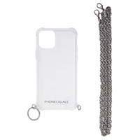 PHONECKLACE iPhone 12/12 Pro用チェーンショルダーストラップ付きクリアケース シルバー PC20429I12P