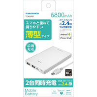 多摩電子工業 モバイルバッテリー 薄型(6800mAH) ホワイト TL96SAW