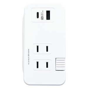 カシムラ 旅行用電源タップAC3 USBA+C 3A 0．2m ホワイト WM-29-イメージ1