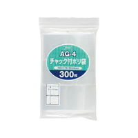 ジャパックス チャック袋付ポリ袋 透明 厚み0.04mm 300枚 FCG631V-AG-4
