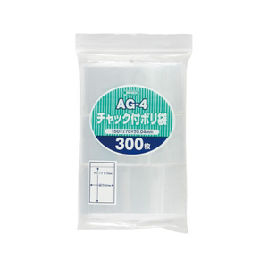 ジャパックス チャック袋付ポリ袋 透明 厚み0.04mm 300枚 FCG631V-AG-4-イメージ1