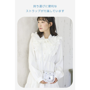 エレコム instax mini 12用(チェキ) カメラケース/クリア/ホワイト クリア/ホワイト IC-CCM12WH-イメージ7