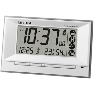 リズム時計 電波目覚まし時計 RHYTHM 白 8RZ207SR03-イメージ1