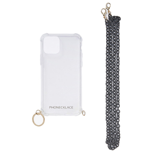 PHONECKLACE iPhone 12/12 Pro用チェーンショルダーストラップ付きクリアケース ブラック PC20431I12P-イメージ1
