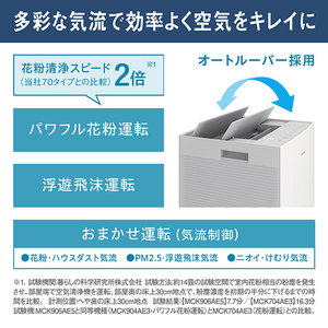 ダイキン 空気清浄機 e angle select 加湿ストリーマ空気清浄機 ホワイト MCK906AE5-W-イメージ9
