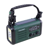 サンコー 20000mAh、手回し充電対応AM/ワイドFMラジオ グリーン KSTM25HGR