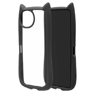 ラスタバナナ AQUOS wish6用 猫耳ケース TPU×PC ブラック 9544AW6HPBK-イメージ1