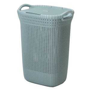 藤栄 ふた付きバスケット 57L Knit ブルー ﾆﾂﾄﾗﾝﾄﾞﾘ-ﾊﾞｽｹﾂﾄ57LBL-イメージ1