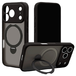 ラスタバナナ iPhone17 Pro用ZEROSAFE 極 回転スタンド 磁力充電対応 フロストブラック 9009IP5BZSFBK-イメージ1